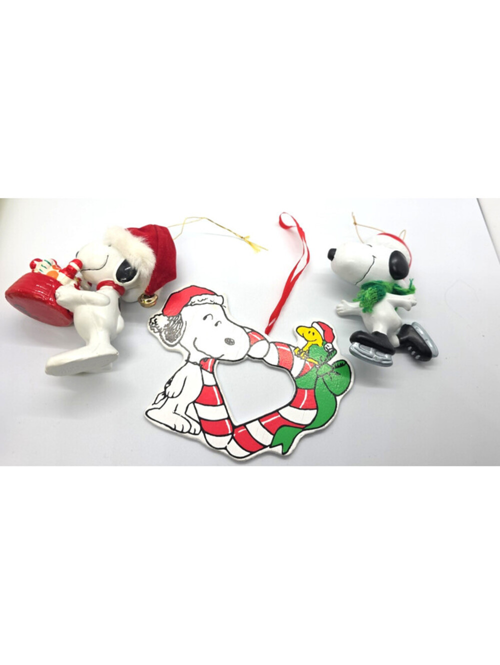 Vintage  Christmas Snoopy Ornament Lot  PEANUTS UFS collectible